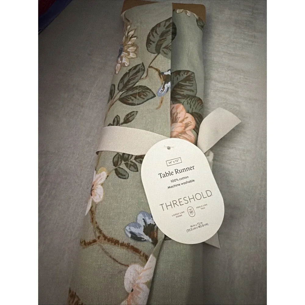 Threshold Table Runner 14×72 Green Floral Print
